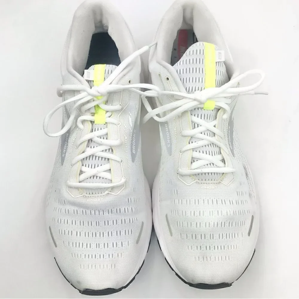Brooks White Neon Ghost 13 Loft DNA Sole Lace Up Running Athletic Shoes